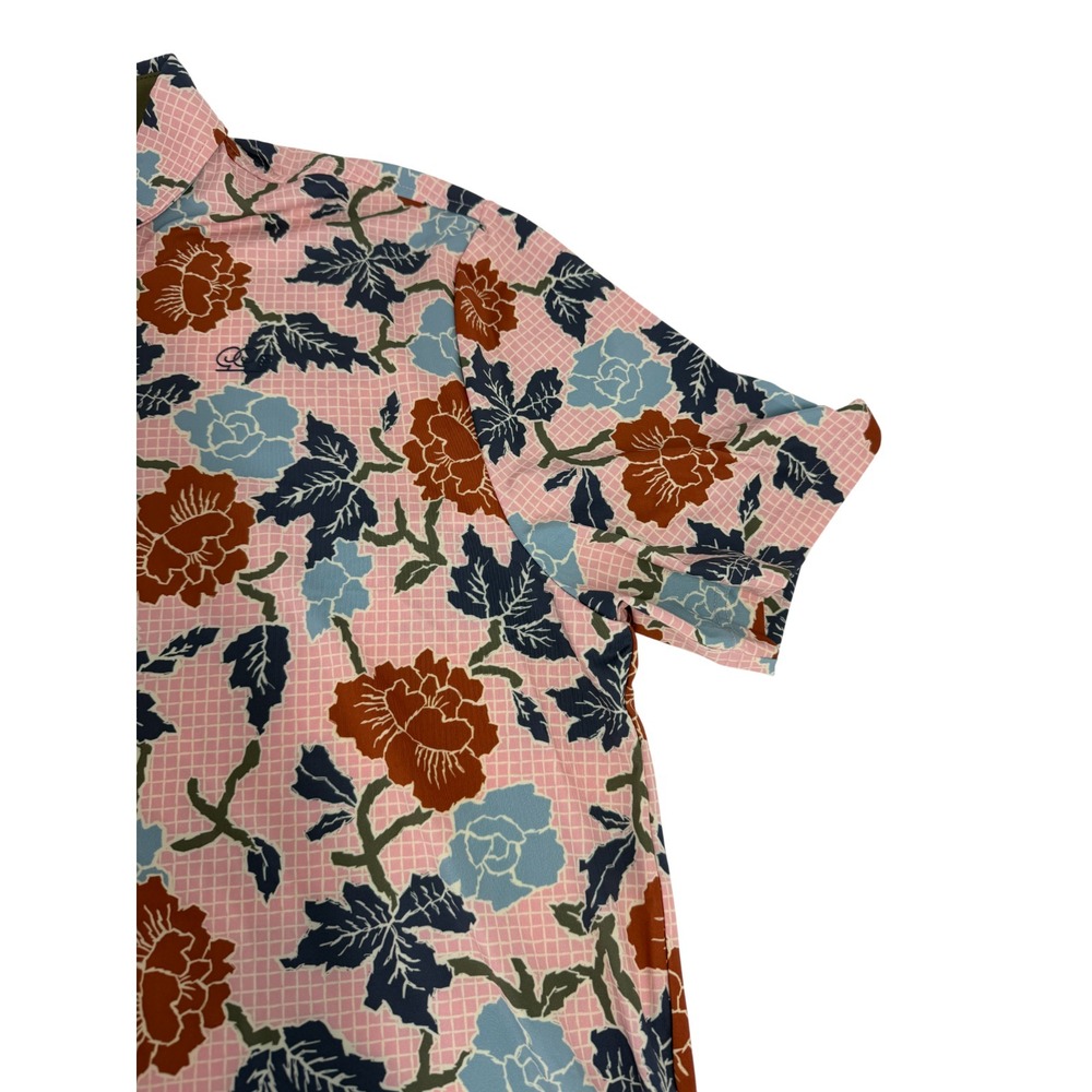 Good Good Golf Pink Canyon Polo Shirt Mens Size XL Blue Pink Floral NWT - Picture 4 of 7